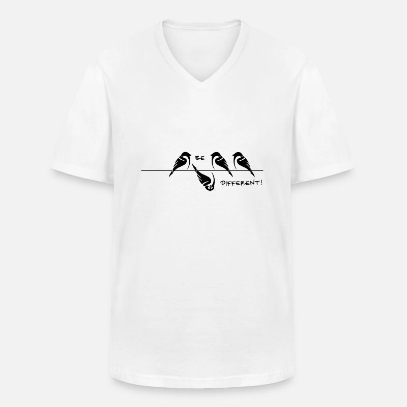 Spatz 'be different' - Männer-T-Shirt mit V-Ausschnitt - Weiß