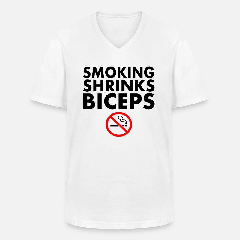 Smoking shrinks the biceps - Männer-T-Shirt mit V-Ausschnitt - Weiß
