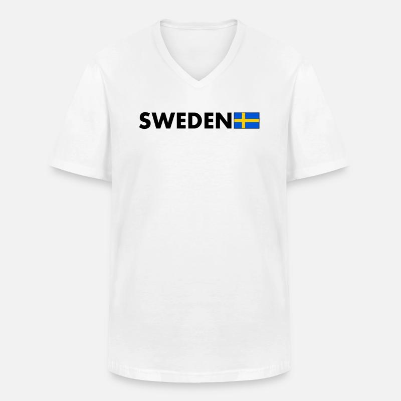 Schweden - Männer-T-Shirt mit V-Ausschnitt - Weiß