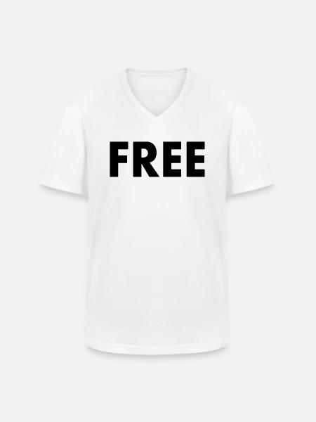 Free - Männer-T-Shirt mit V-Ausschnitt - Weiß