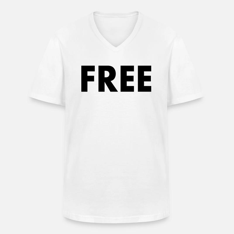 Free - Männer-T-Shirt mit V-Ausschnitt - Weiß
