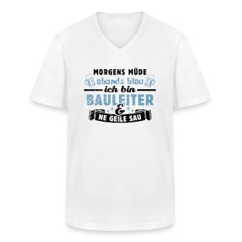 Morgens müde abends blau - Bauleiter - Bauleitung - Männer-T-Shirt mit V-Ausschnitt - Weiß - Vorne - AI Model Male 185 light (185cm)
