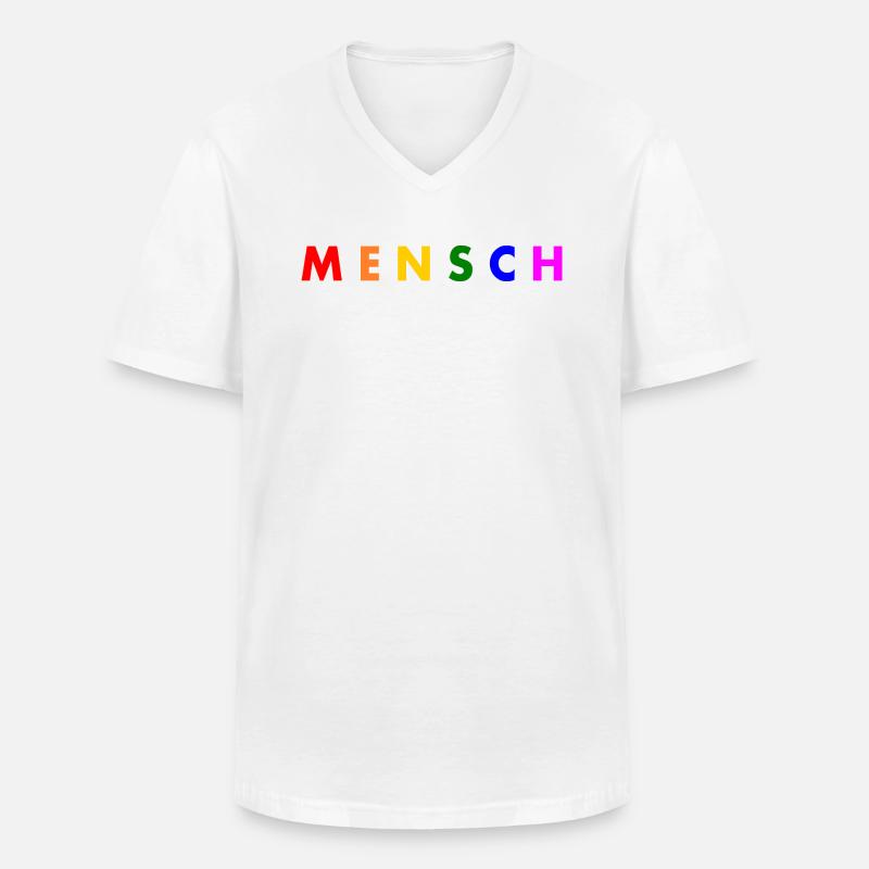 Mensch - Männer-T-Shirt mit V-Ausschnitt - Weiß