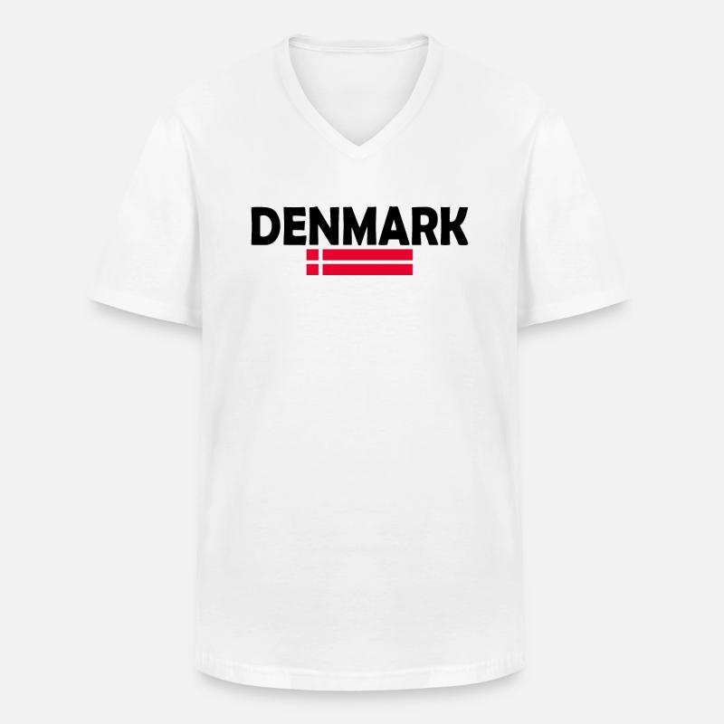Dänemark - Männer-T-Shirt mit V-Ausschnitt - Weiß