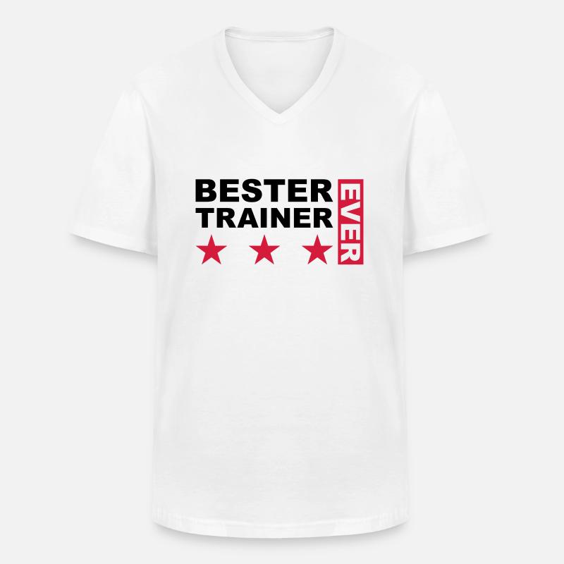Bester Trainer - V2 - Männer-T-Shirt mit V-Ausschnitt - Weiß