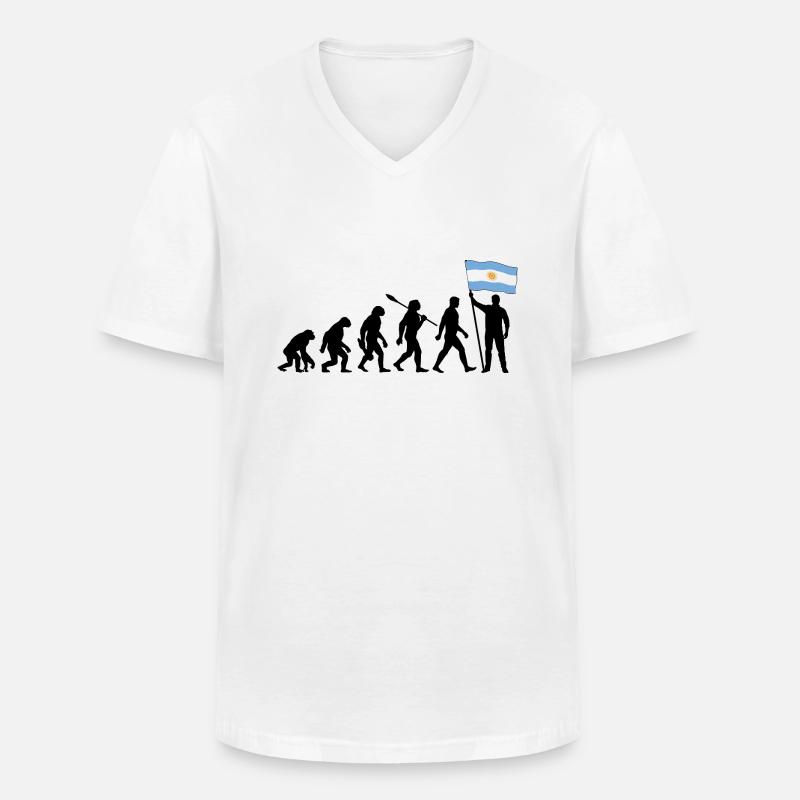 Evolution - Flagge Argentinien - Nation - Männer-T-Shirt mit V-Ausschnitt - Weiß
