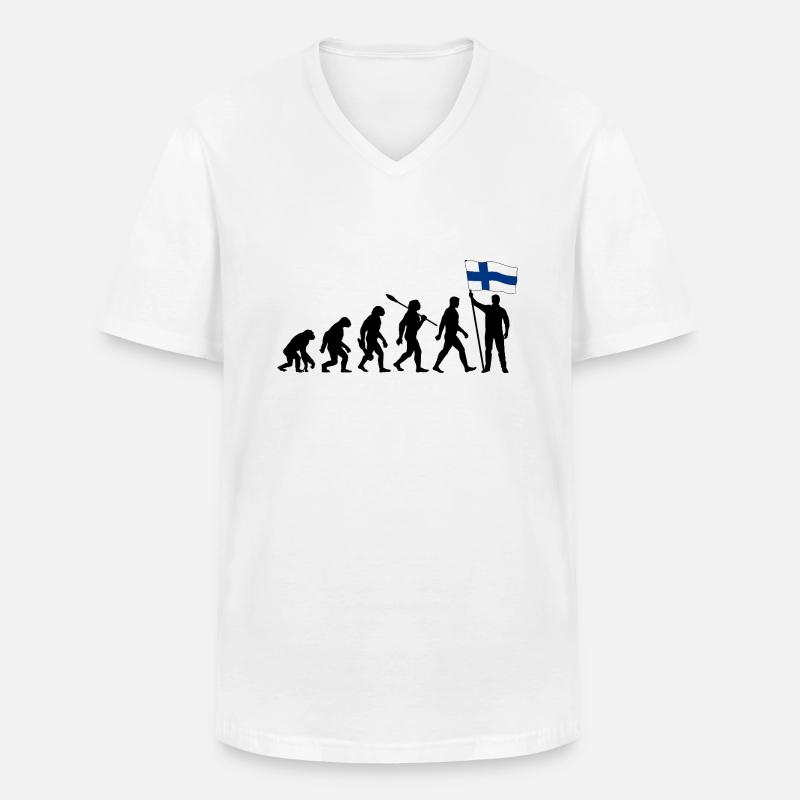 Finnland - Evolution - Flagge - Nation - Männer-T-Shirt mit V-Ausschnitt - Weiß