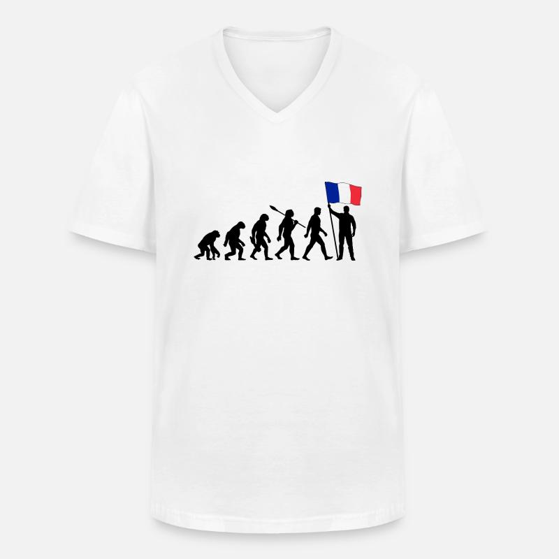 Frankreich - Evolution - Flagge - Nation - Männer-T-Shirt mit V-Ausschnitt - Weiß