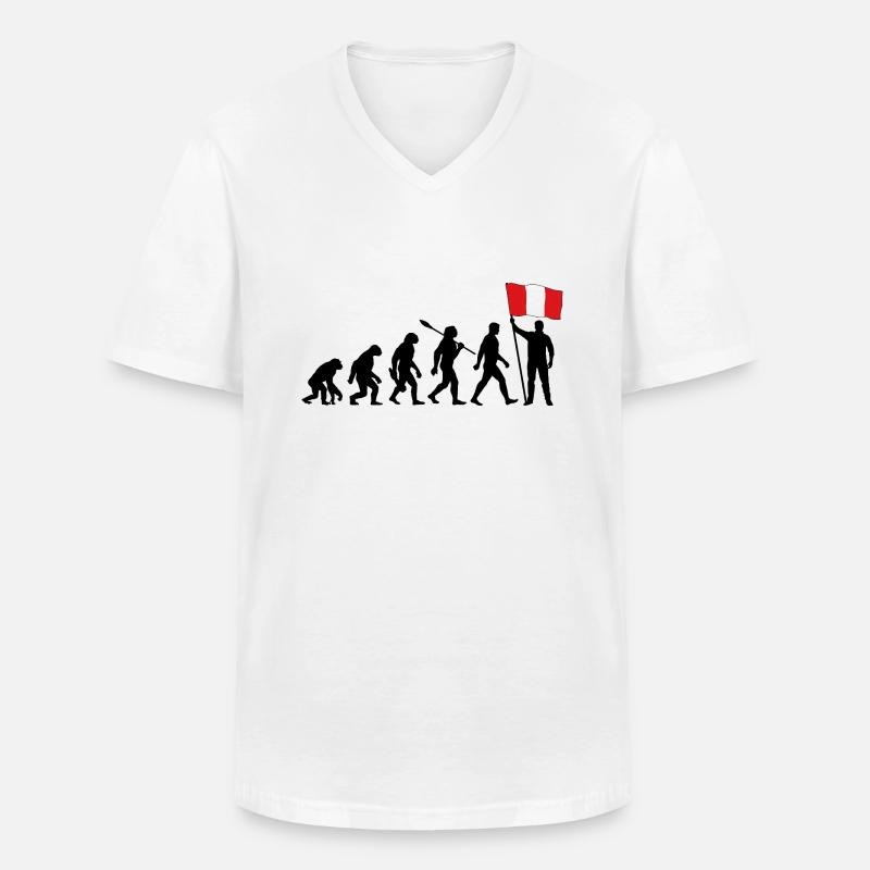 Peru - Evolution - Flagge - Nation - Männer-T-Shirt mit V-Ausschnitt - Weiß