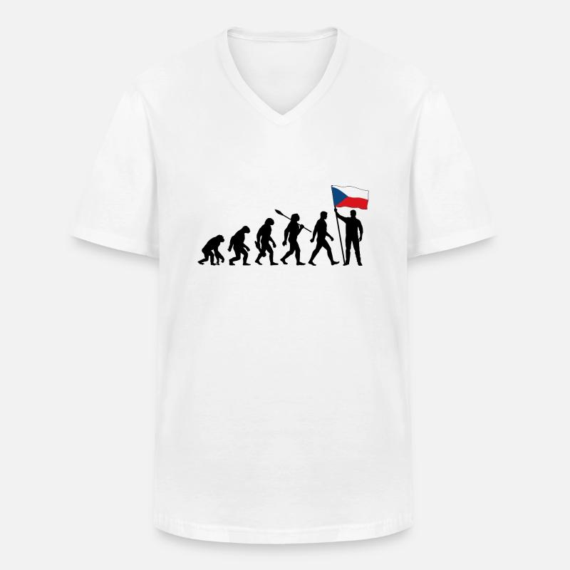 Tschechien - Evolution - Flagge - Nation - Männer-T-Shirt mit V-Ausschnitt - Weiß
