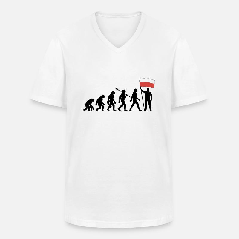 Polen - Evolution - Flagge - Nation - Männer-T-Shirt mit V-Ausschnitt - Weiß