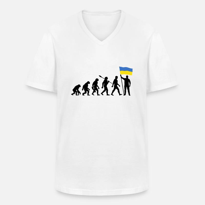 Ukraine - Evolution - Flagge - Nation - Männer-T-Shirt mit V-Ausschnitt - Weiß