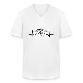 Alpenüberquerung 2025, Garmisch Gardasee, Wandern - Männer-T-Shirt mit V-Ausschnitt - Weiß - Vorne - AI Model Male 185 light (185cm)