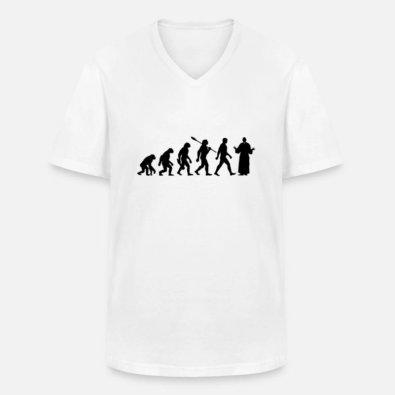 Evolution - Pfarrer - Kirche - Religion - Männer-T-Shirt mit V-Ausschnitt - Weiß