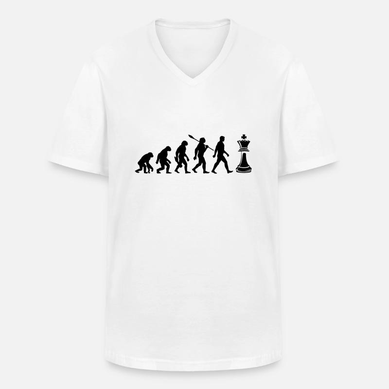 Evolution - Échecs - Joueurs d’échecs - T-shirt col V Homme - blanc