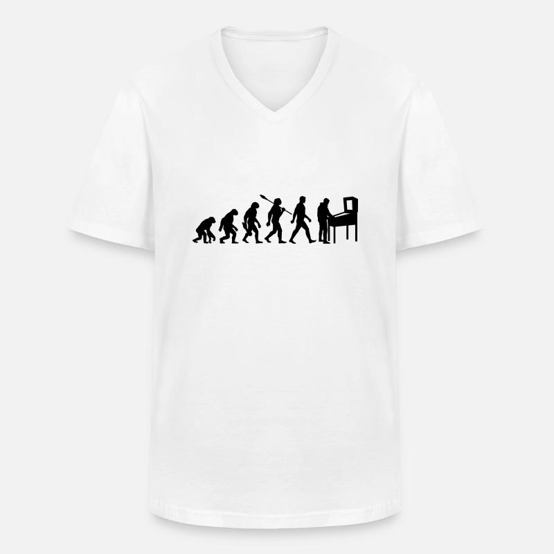 Evolution - Pinball - Flipper - Automat - Männer-T-Shirt mit V-Ausschnitt - Weiß