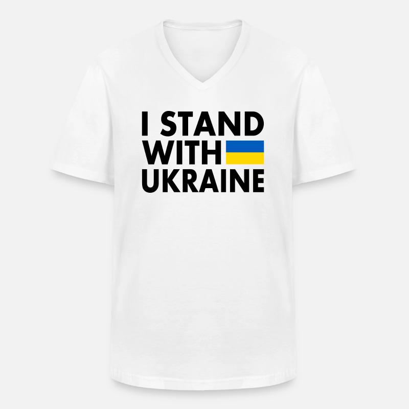 I stand with ukraine - Männer-T-Shirt mit V-Ausschnitt - Weiß