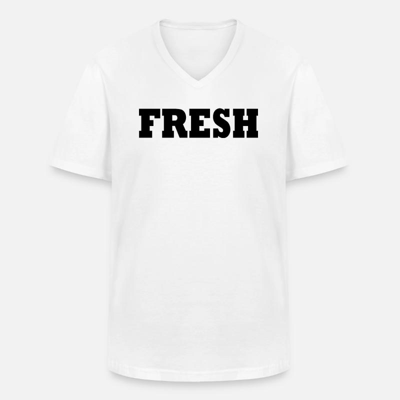 Fresh - Männer-T-Shirt mit V-Ausschnitt - Weiß