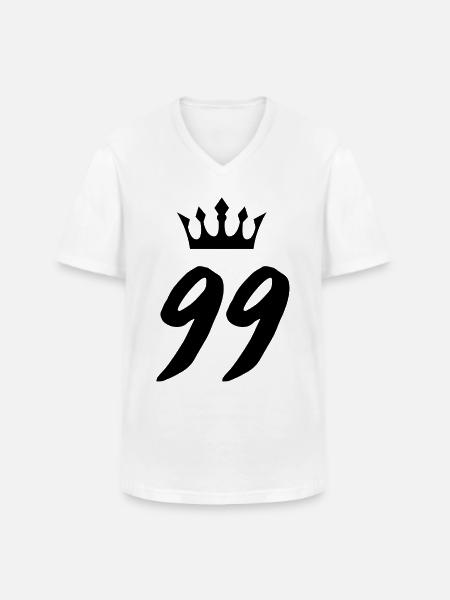 99 Number crown - Men's V-Neck T-Shirt - white
