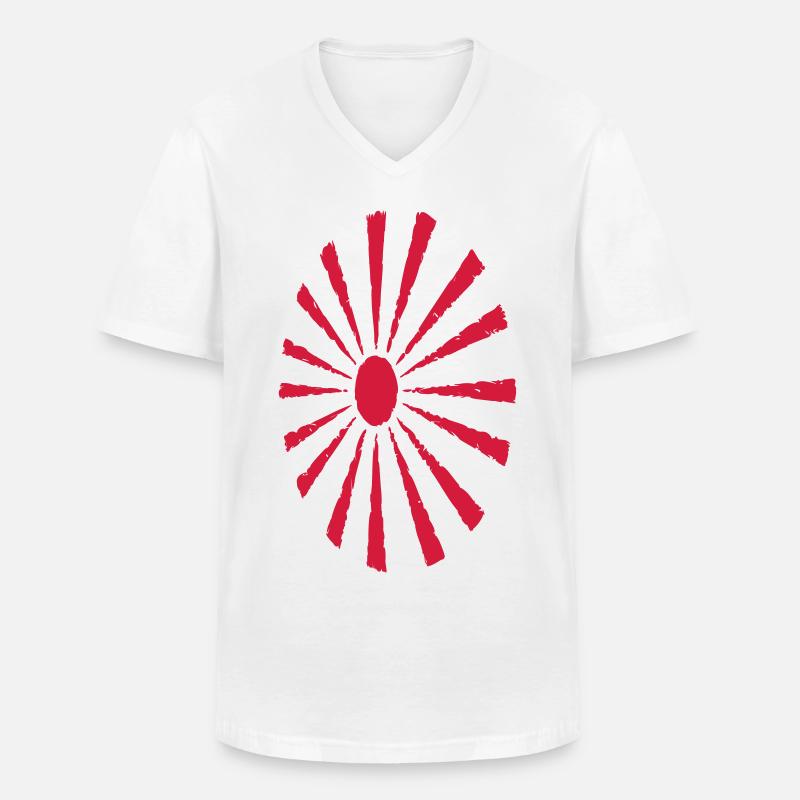Rote Sonne - Männer-T-Shirt mit V-Ausschnitt - Weiß