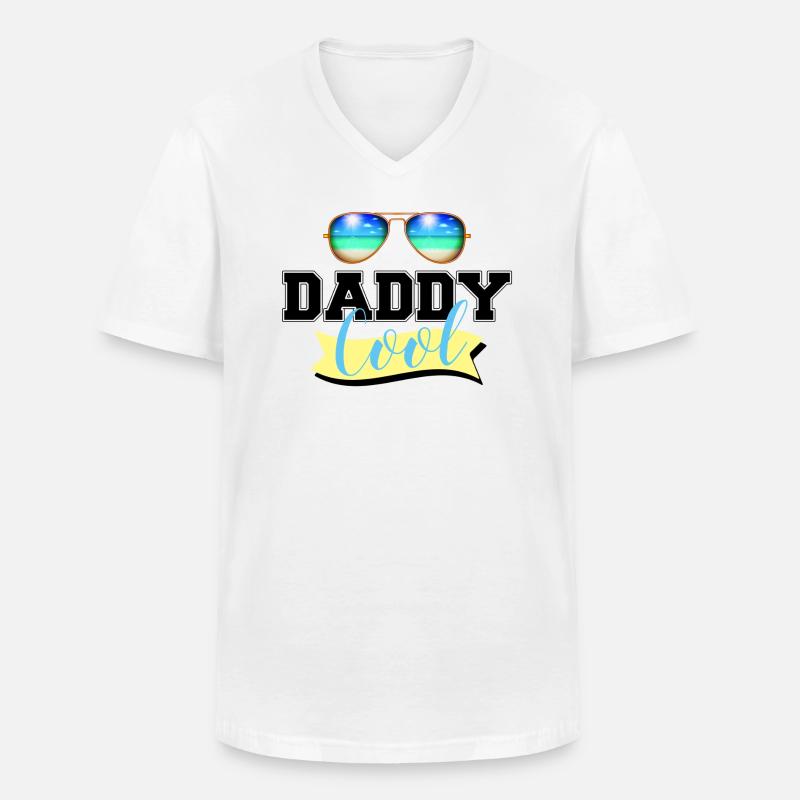 DADDY COOL - COOL DADDY - Männer-T-Shirt mit V-Ausschnitt - Weiß