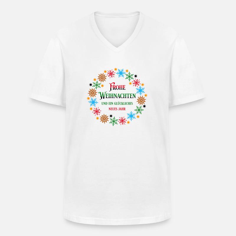 Weihnachtskranz w H - Männer-T-Shirt mit V-Ausschnitt - Weiß