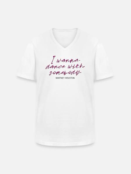 Whitney Houston I Wanna Dance With Somebody Pink - Men's V-Neck T-Shirt - white