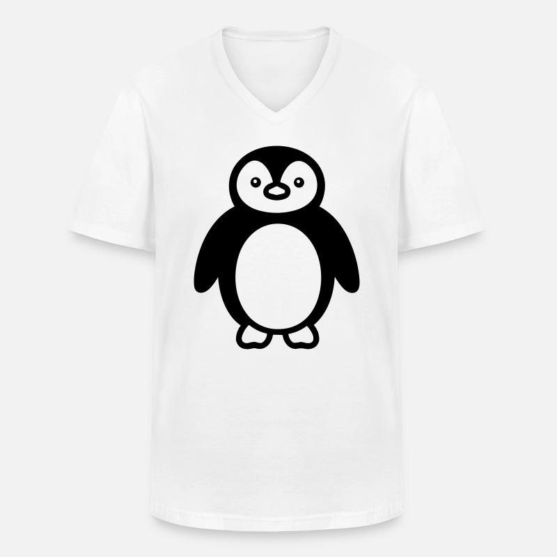 Pinguin - Männer-T-Shirt mit V-Ausschnitt - Weiß