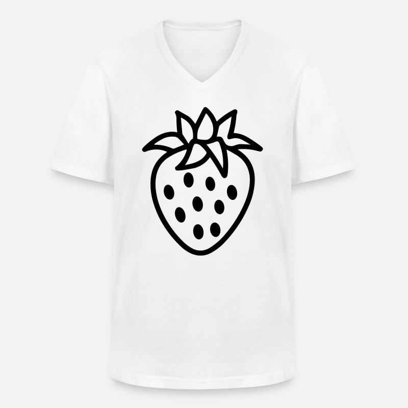 Erdbeere - Männer-T-Shirt mit V-Ausschnitt - Weiß