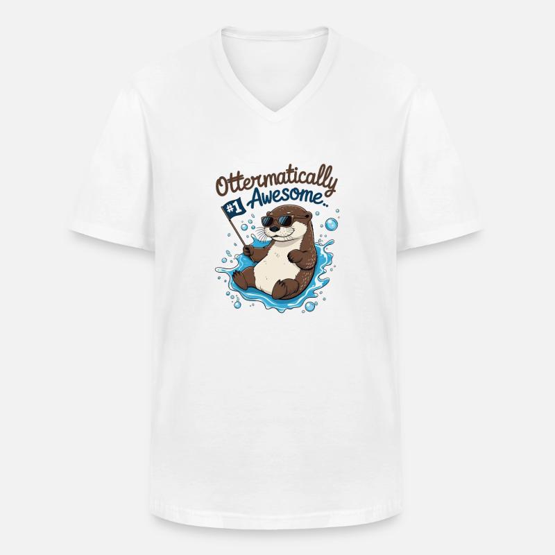 Otter-like cool – Funny Otter - Men's V-Neck T-Shirt - white