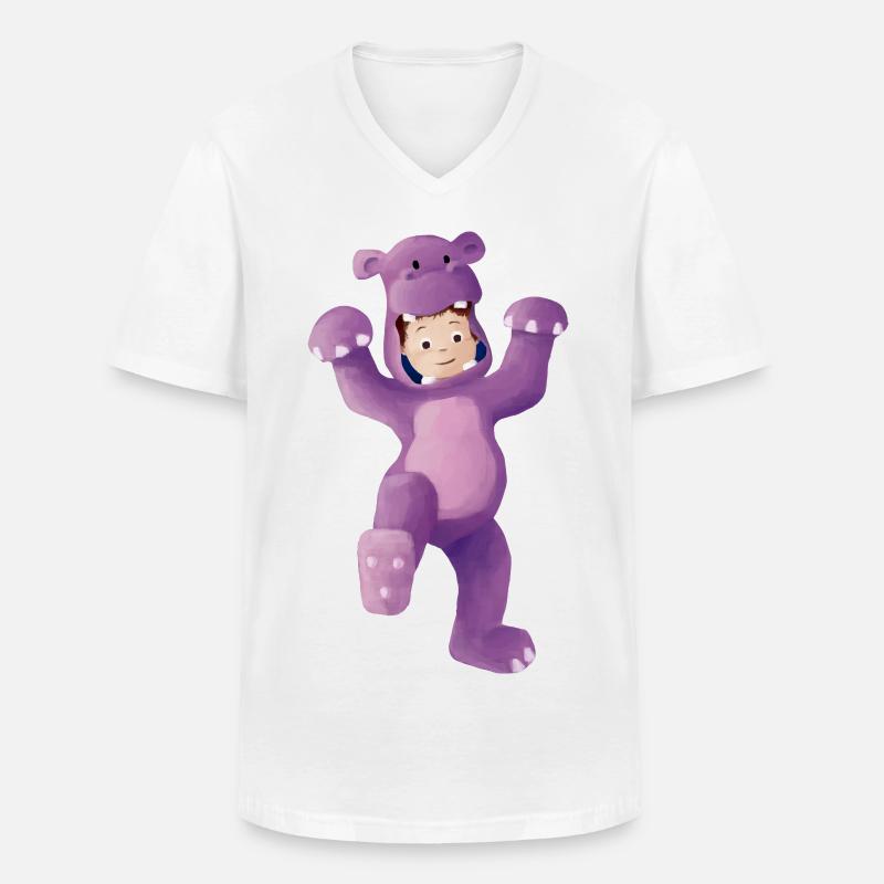 Junge als Nilpferd verkleidet - Männer-T-Shirt mit V-Ausschnitt - Weiß