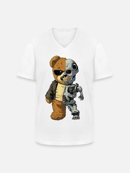 Bear Robot Cyborg - Men's V-Neck T-Shirt - white
