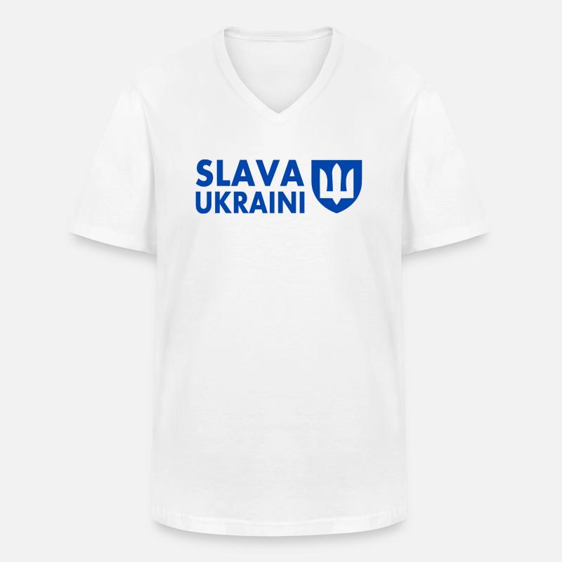 Slava ukraini - Männer-T-Shirt mit V-Ausschnitt - Weiß