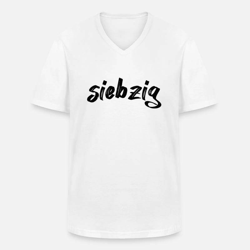 Siebzig Schriftzug. - Männer-T-Shirt mit V-Ausschnitt - Weiß