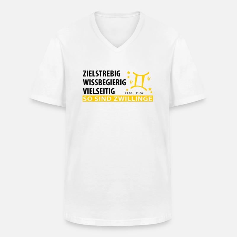 Sternzeichen Zwilling - Eigenschaften - Männer-T-Shirt mit V-Ausschnitt - Weiß
