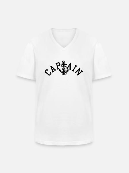 Captain Anker 1C - Männer-T-Shirt mit V-Ausschnitt - Weiß