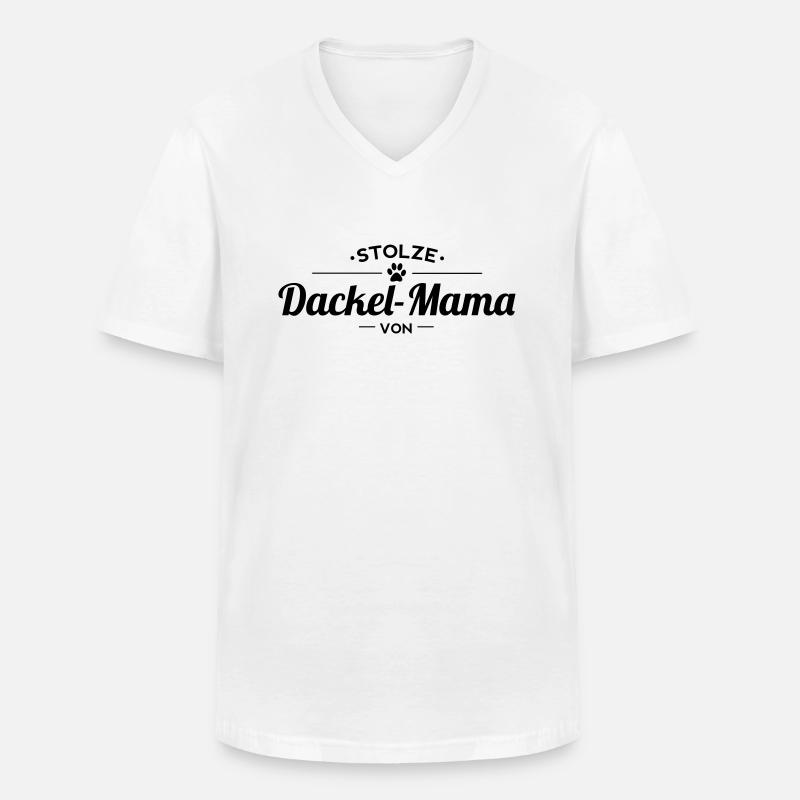 Dackel Mama Wunschname - Männer-T-Shirt mit V-Ausschnitt - Weiß