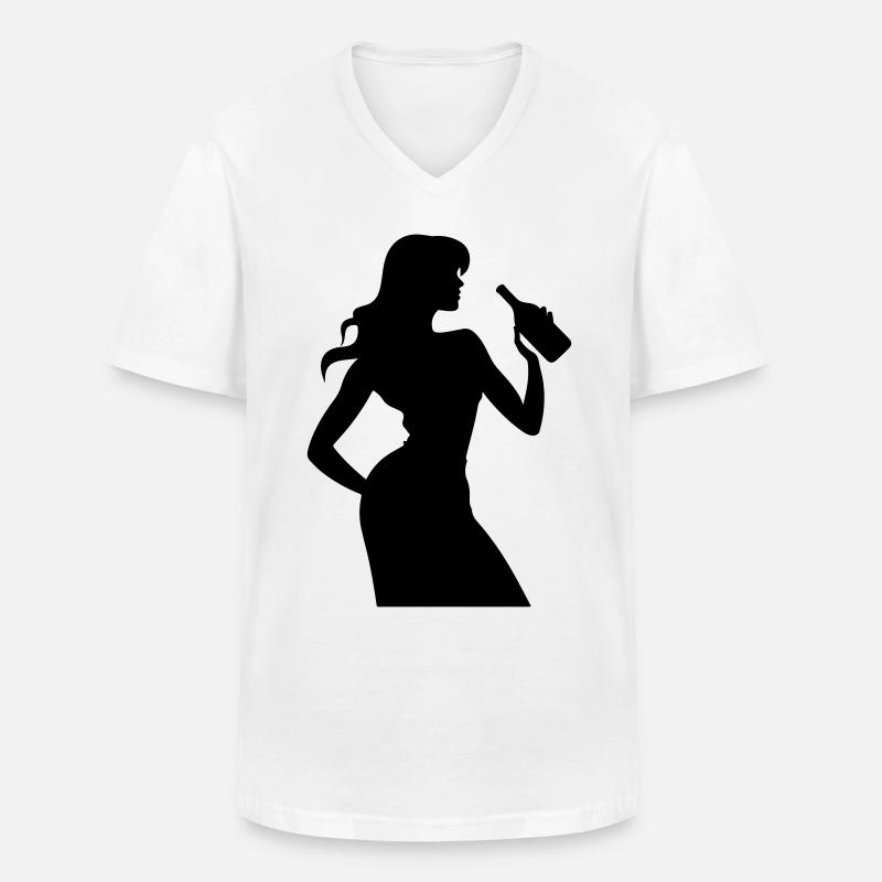 Frau Spass Silhouette - Männer-T-Shirt mit V-Ausschnitt - Weiß