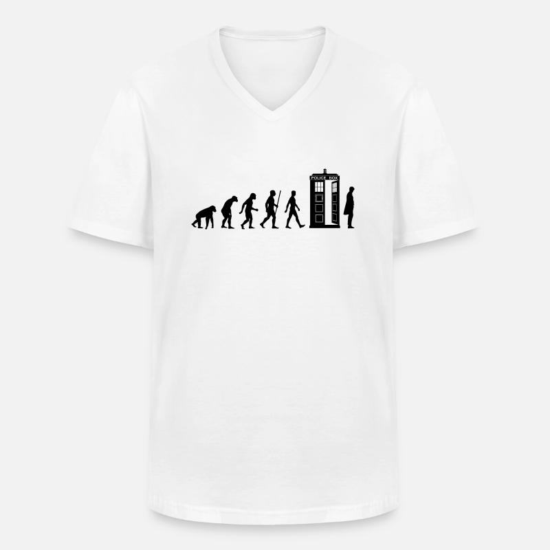 Evolution Tardis - Männer-T-Shirt mit V-Ausschnitt - Weiß