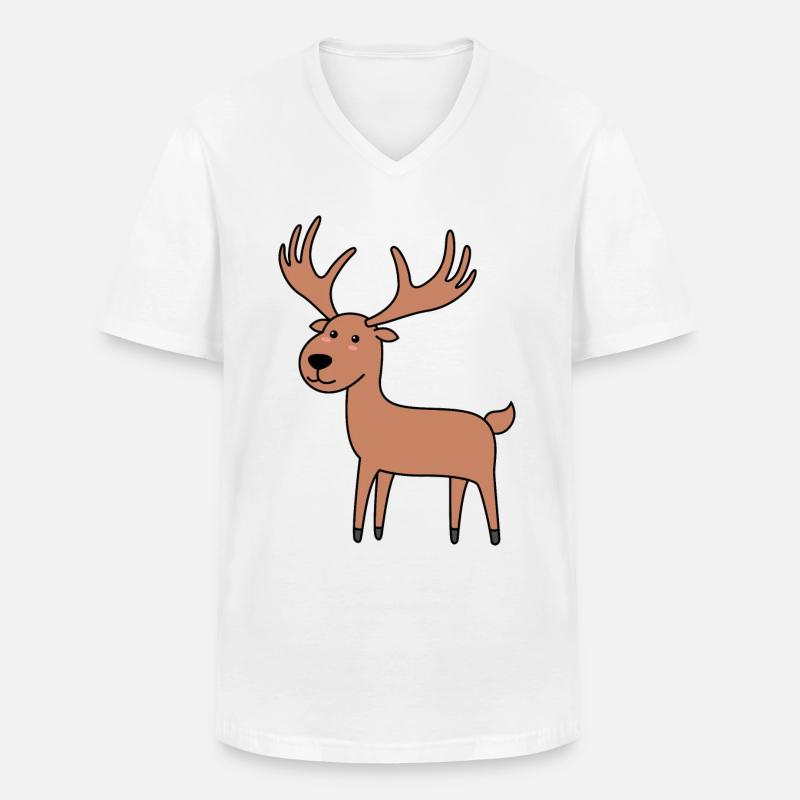 Elch Comic Tier - Männer-T-Shirt mit V-Ausschnitt - Weiß