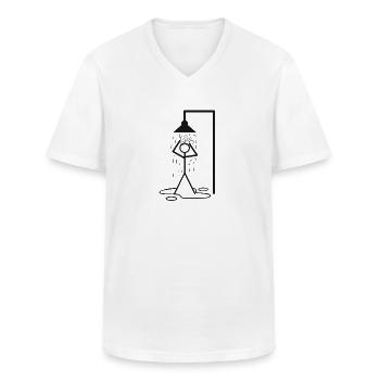 Dusche Strichmännchen - Männer-T-Shirt mit V-Ausschnitt - Weiß - Vorne - AI Model Male 185 light (185cm)