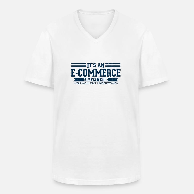 E-Commerce - Männer-T-Shirt mit V-Ausschnitt - Weiß