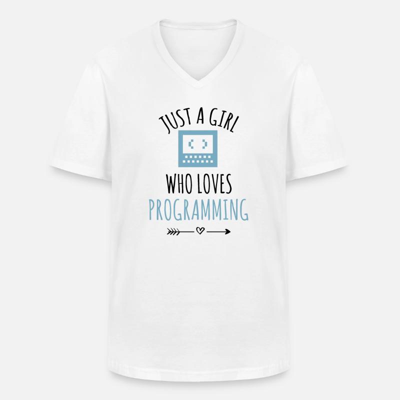 Programmer coding girl programming - Men's V-Neck T-Shirt - white