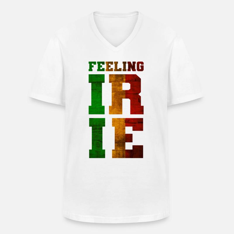 FEELING IRIE Rastafari Motto - Männer-T-Shirt mit V-Ausschnitt - Weiß