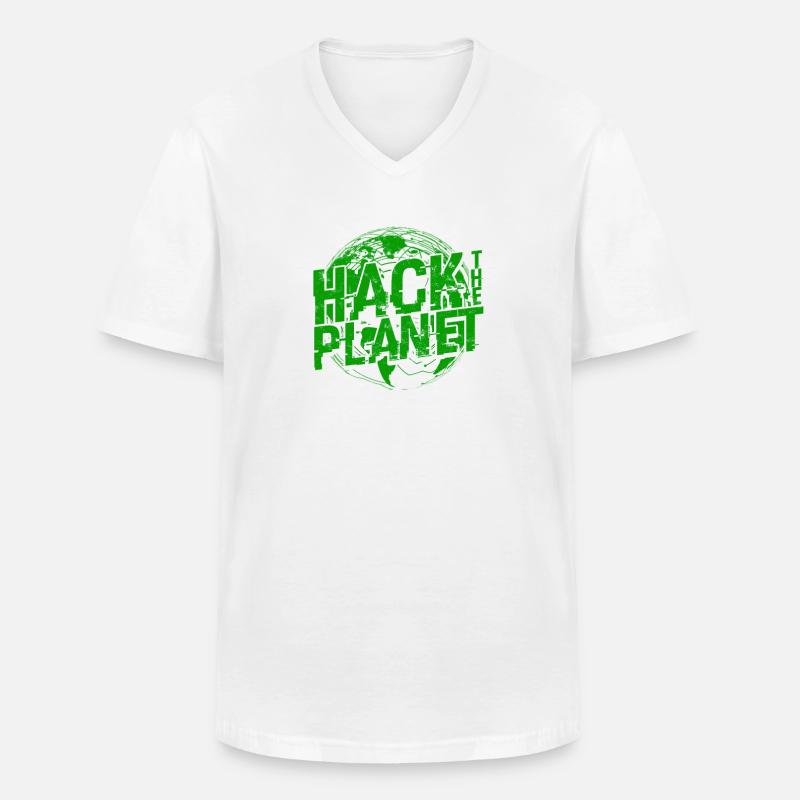 Hack the Planet Softwareentwickler - - Männer-T-Shirt mit V-Ausschnitt - Weiß
