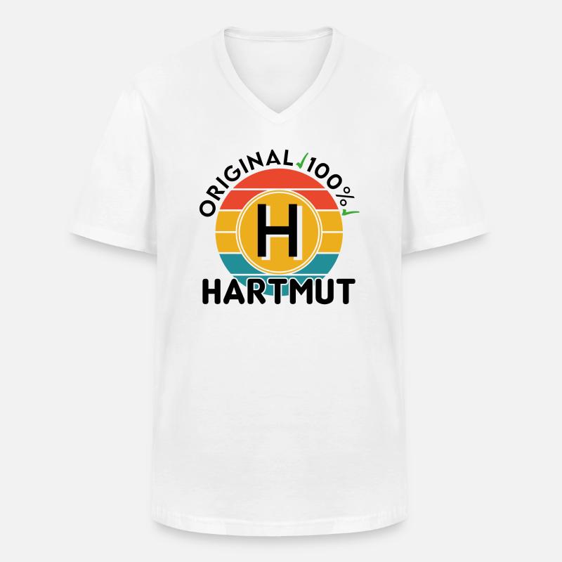 Hartmut - Männer-T-Shirt mit V-Ausschnitt - Weiß
