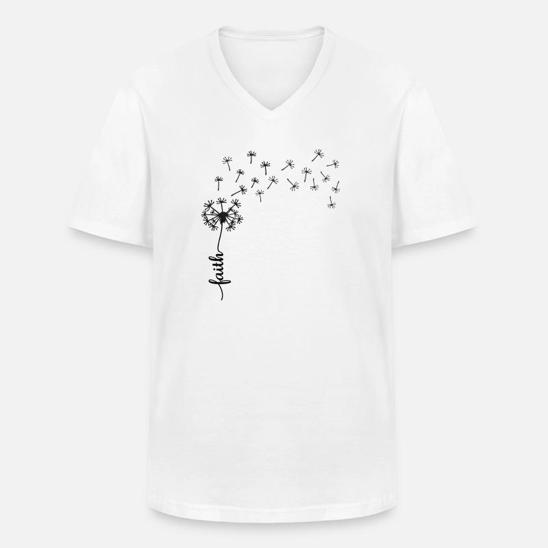 Faith Löwenzahn Design - Männer-T-Shirt mit V-Ausschnitt - Weiß