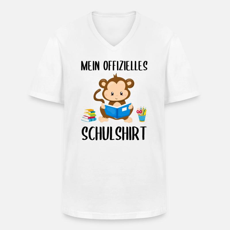 Affe Schulshirt Schulbeginn Schule Geschenk - Männer-T-Shirt mit V-Ausschnitt - Weiß