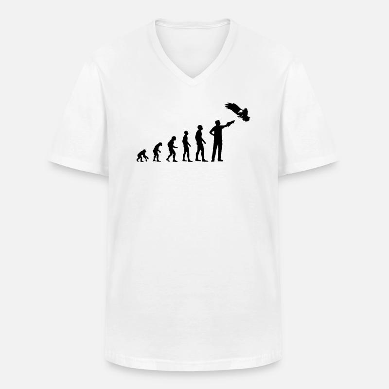 Falkner Greifvogel Evolution Falknerei Geschenk - Männer-T-Shirt mit V-Ausschnitt - Weiß