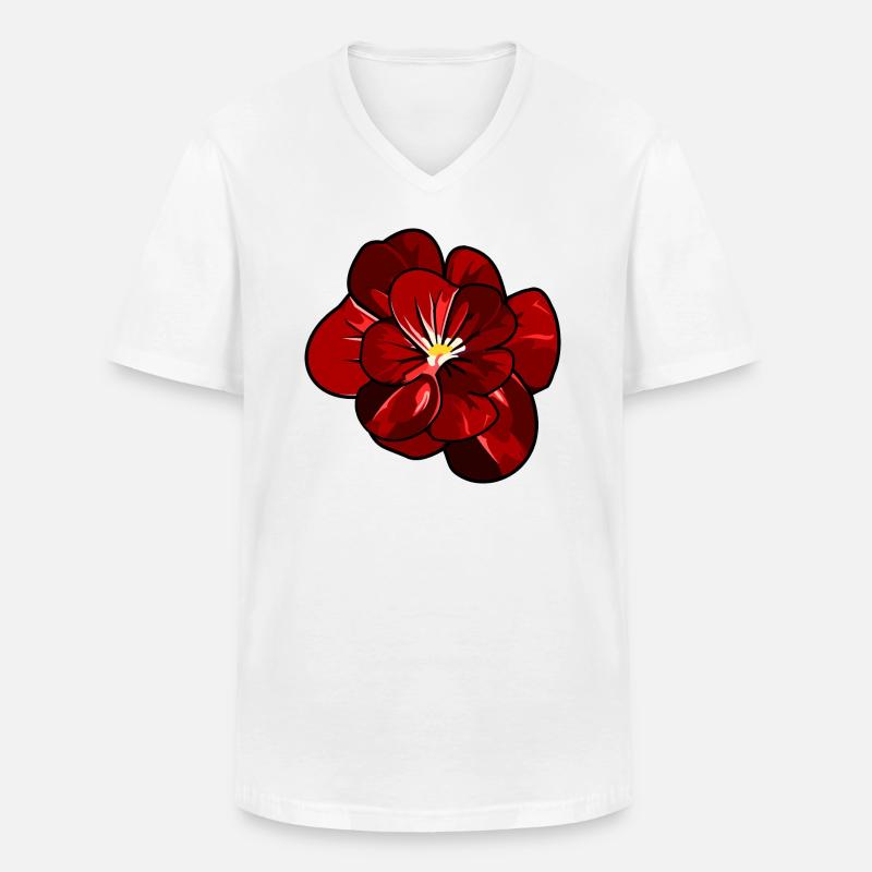 Schöne rote Blüte - Männer-T-Shirt mit V-Ausschnitt - Weiß